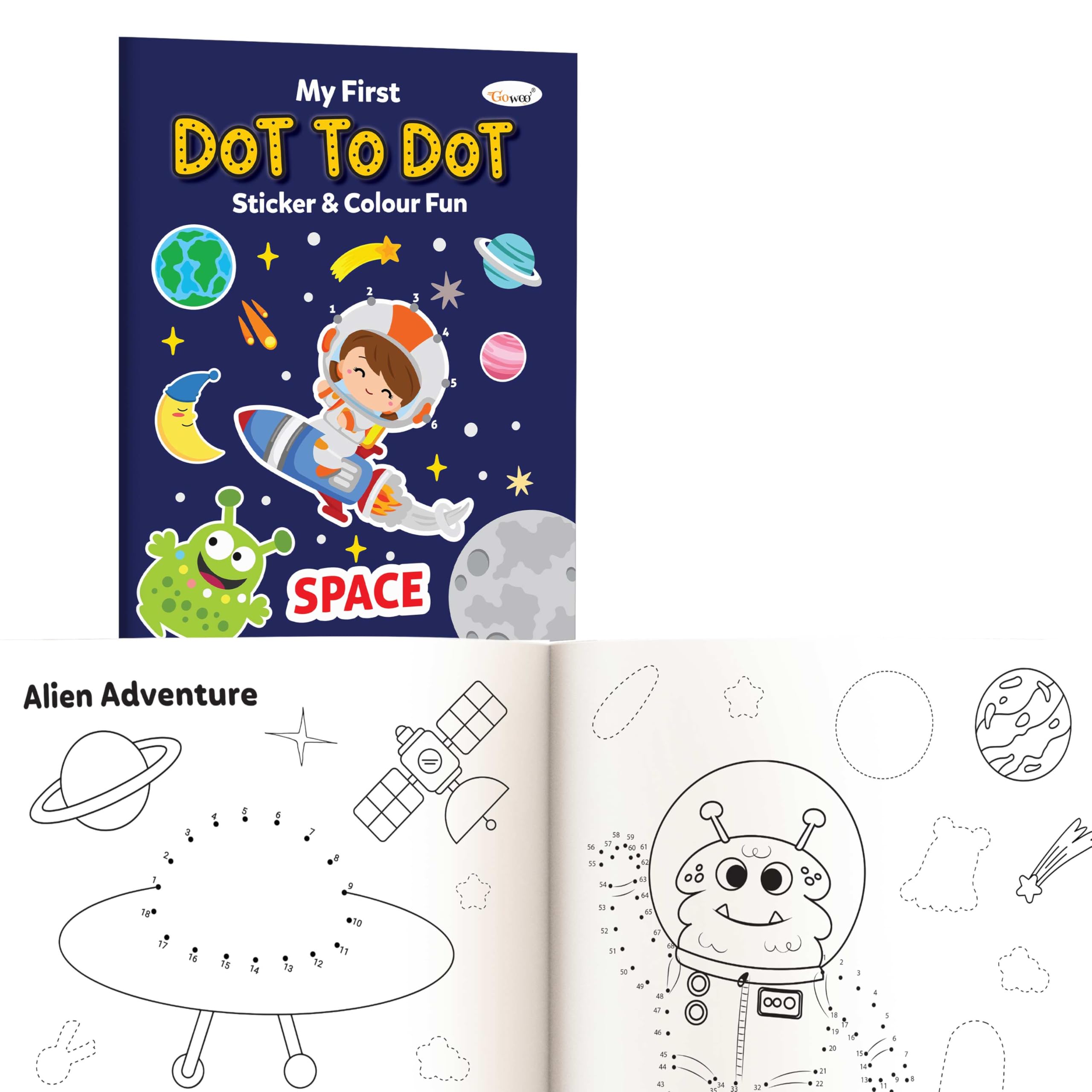 My First Dot to Dot Sticker & Colour Fun  Space : beautiful space stickers and colouring book, imaginative dot to dot colourin