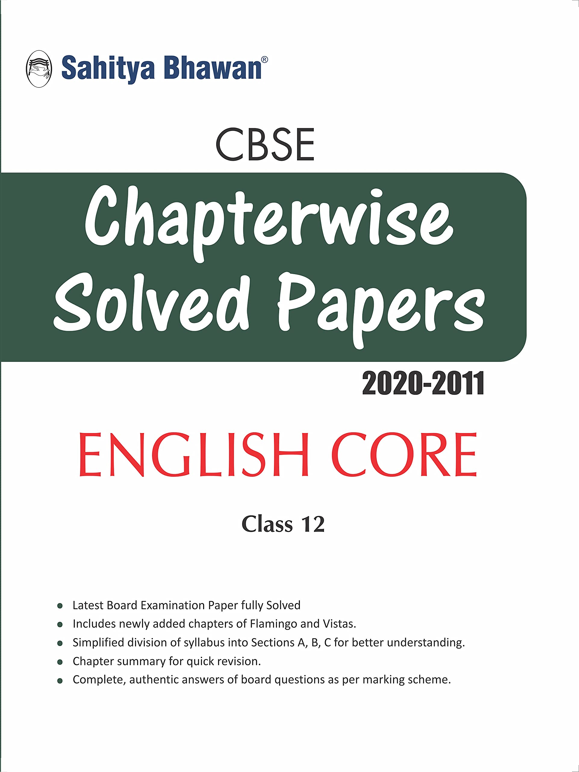 Sahitya Bhawan Cbse chapter wise topic wise solved paper class 12 English Core Book (question bank of last 10 years solved exami