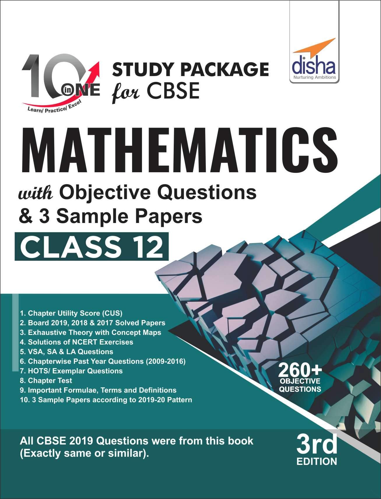 10 In One Study Package For Cbse Mathematics Class 12 With Objective Questions And 3 Sample Papers 3Rd Edition
