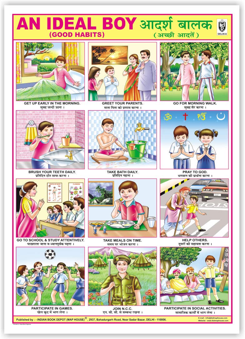 An Ideal Boy (Good Habits) (Size 70 X 100 Cms)|Laminated Both Sides