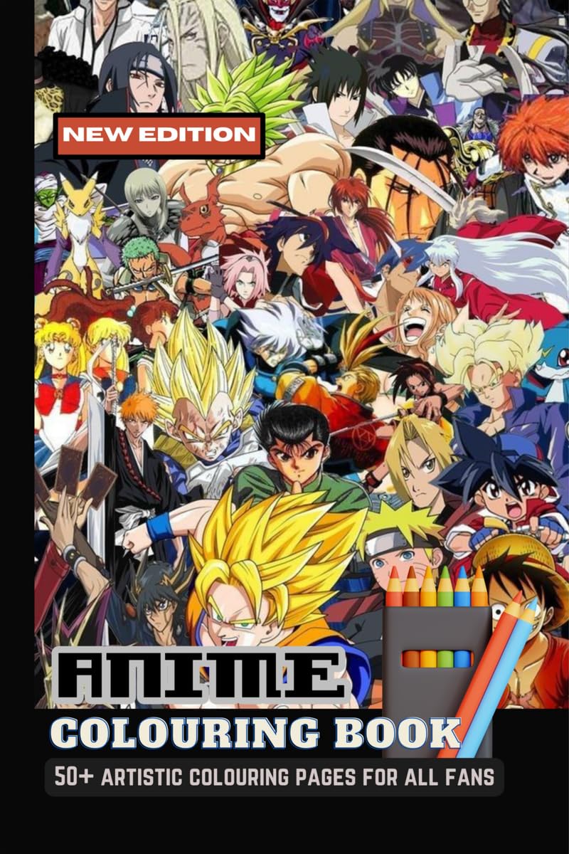 Anime Colouring Book: With 50+ Artistic Designs For All Fans | Perfect Gifts For Boys & Girls, Men & Women (Stress Relief & Enjo