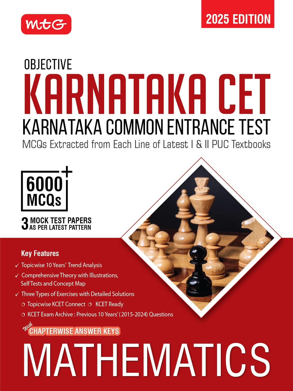 MTG Objective Karnataka CET Mathematics Book For 2025 KCET Exam | KCET Topicwise Comprehensive Theory with 10 Previous Years Sol