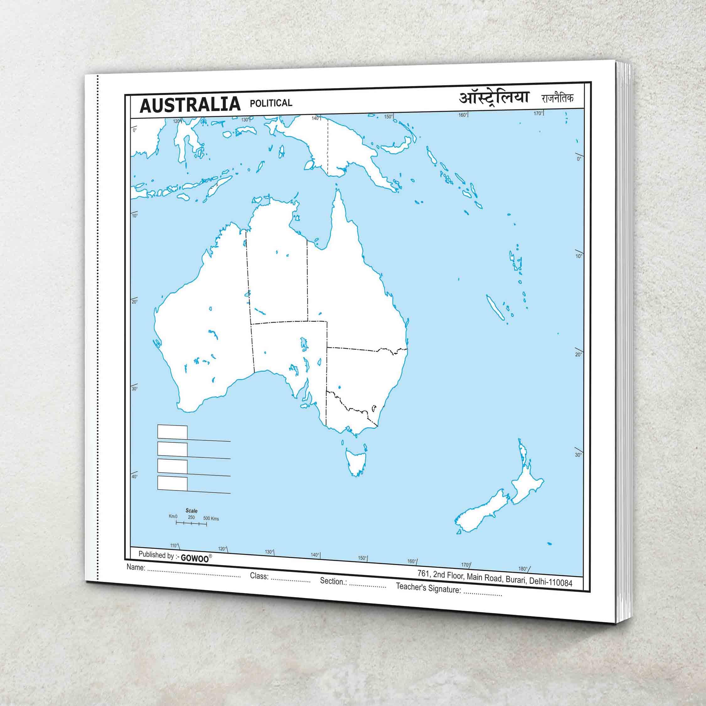 SMALL  100 AUSTRALIA POLITICAL OUTLINE MAP FOR SCHOOL|Political outline map of Australia