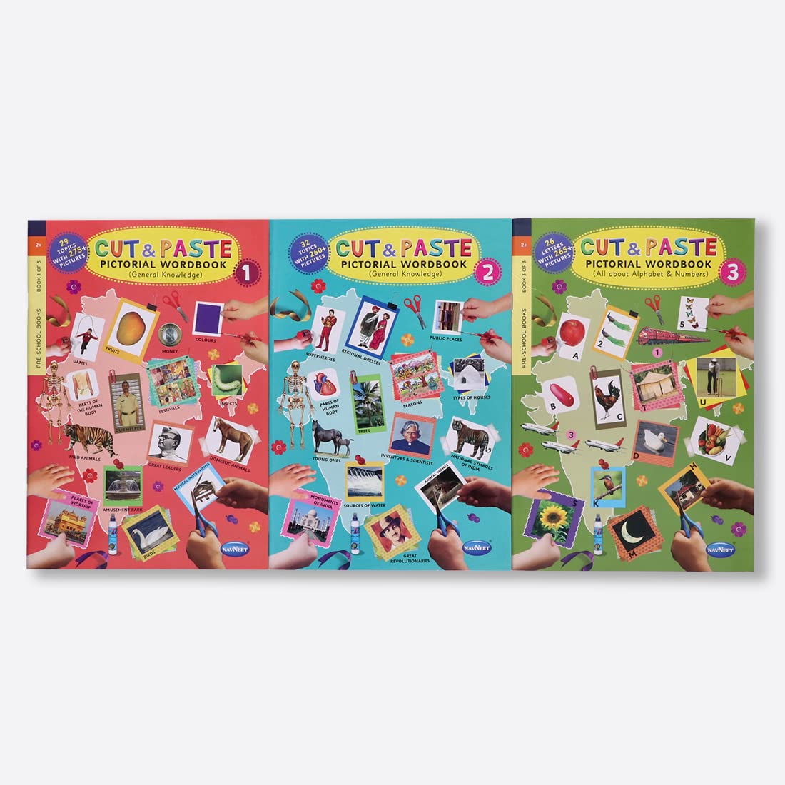 Cut & Paste Pictorial Chart Book  Word Book  Gk  Educational Projects & Scrap Books Set Of 3 (EngHinGujMar): Learn Scisso
