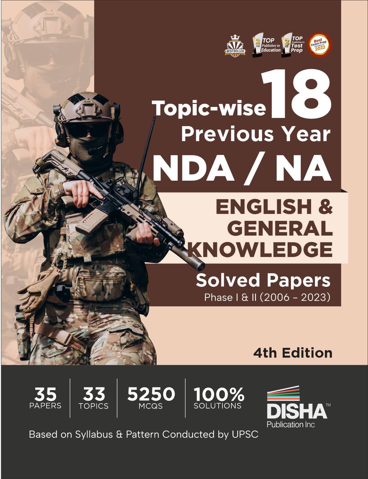 TopicWise 18 Previous Year Nda/ Na English & General Knowledge Solved Papers Phase I & Ii (2006  2023) 4Th Edition | 35 Authen