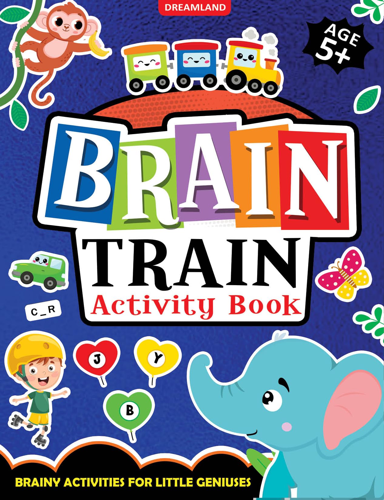 Brain Train Activity Book For Kids Age 5+  With Colouring Pages, Mazes, Puzzles And Word Searches Activities