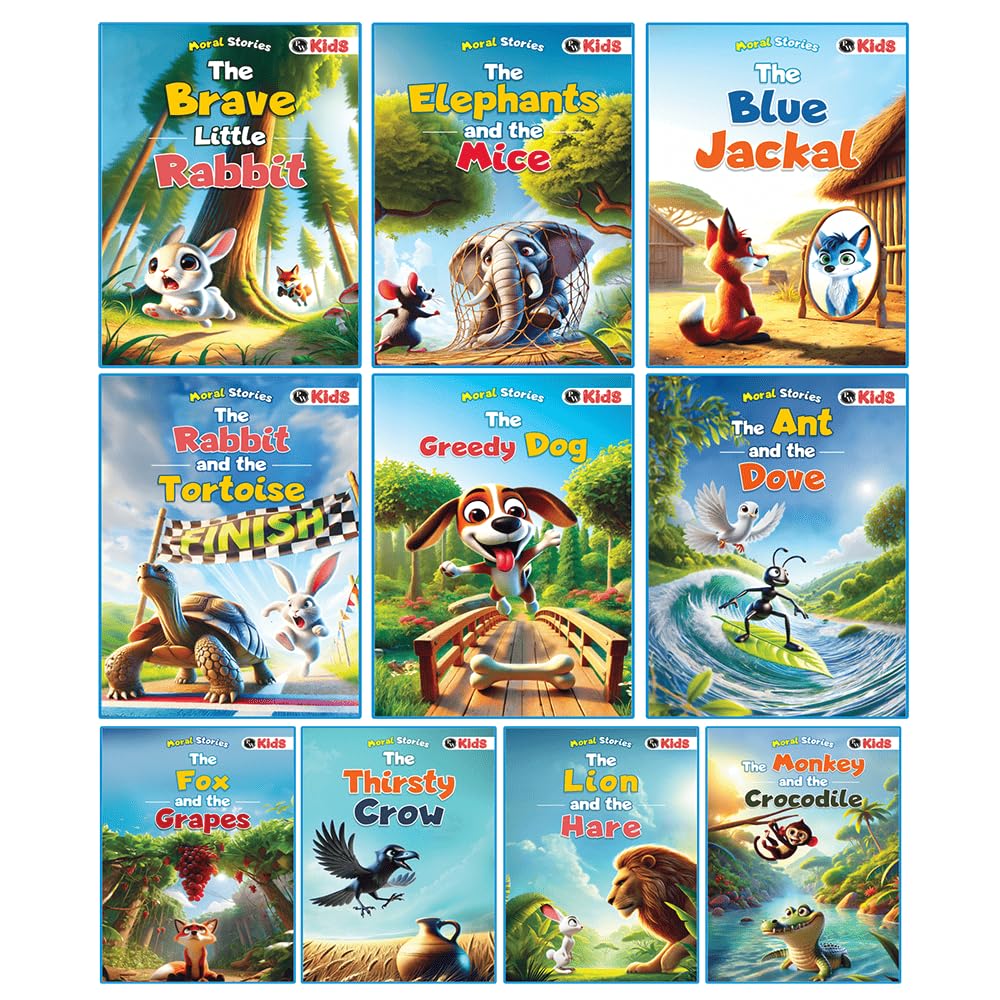 Set Of 10 Moral Story Books For Kids, Short Illustrated Bedtime Stories With 3D Animated Images, ReadAloud Story Books For 36 