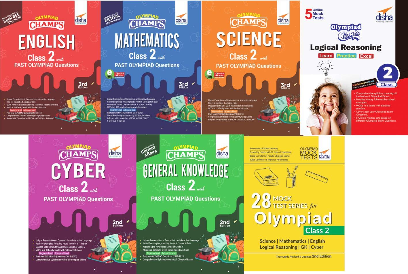 Olympiad Champs Science, Mathematics, English, Logical Reasoning, Cyber & Gk Class 2 With 28 Mock Tests (Set Of 7 Books) 2Nd Edi