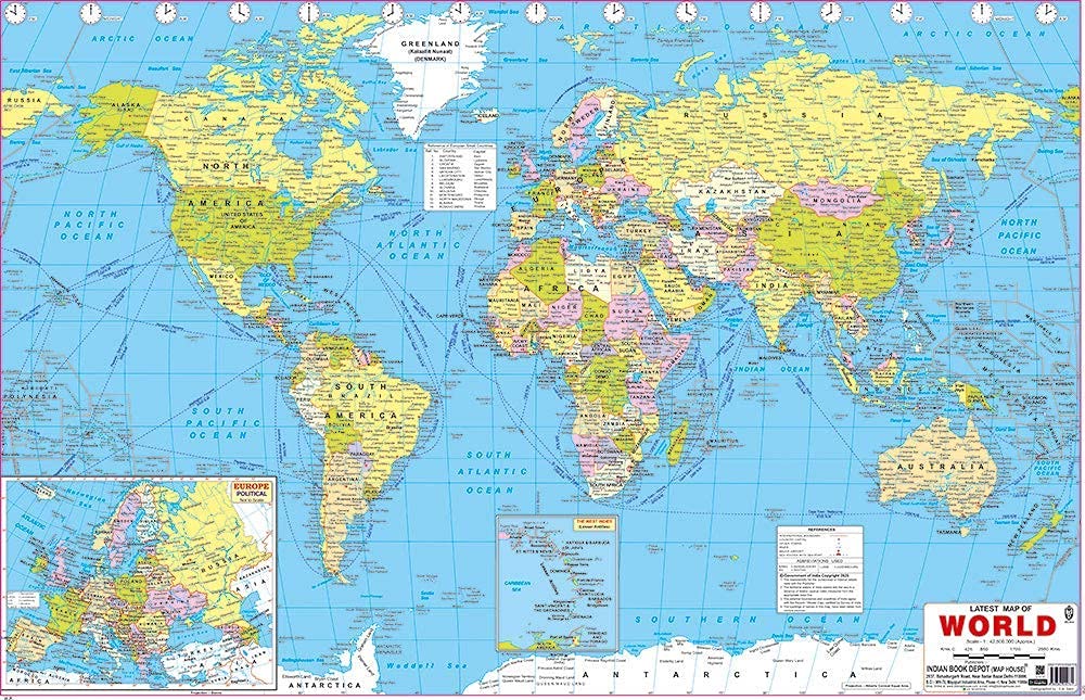 World Map (Size 50 X 75 Cms. Approx.) Political Map English