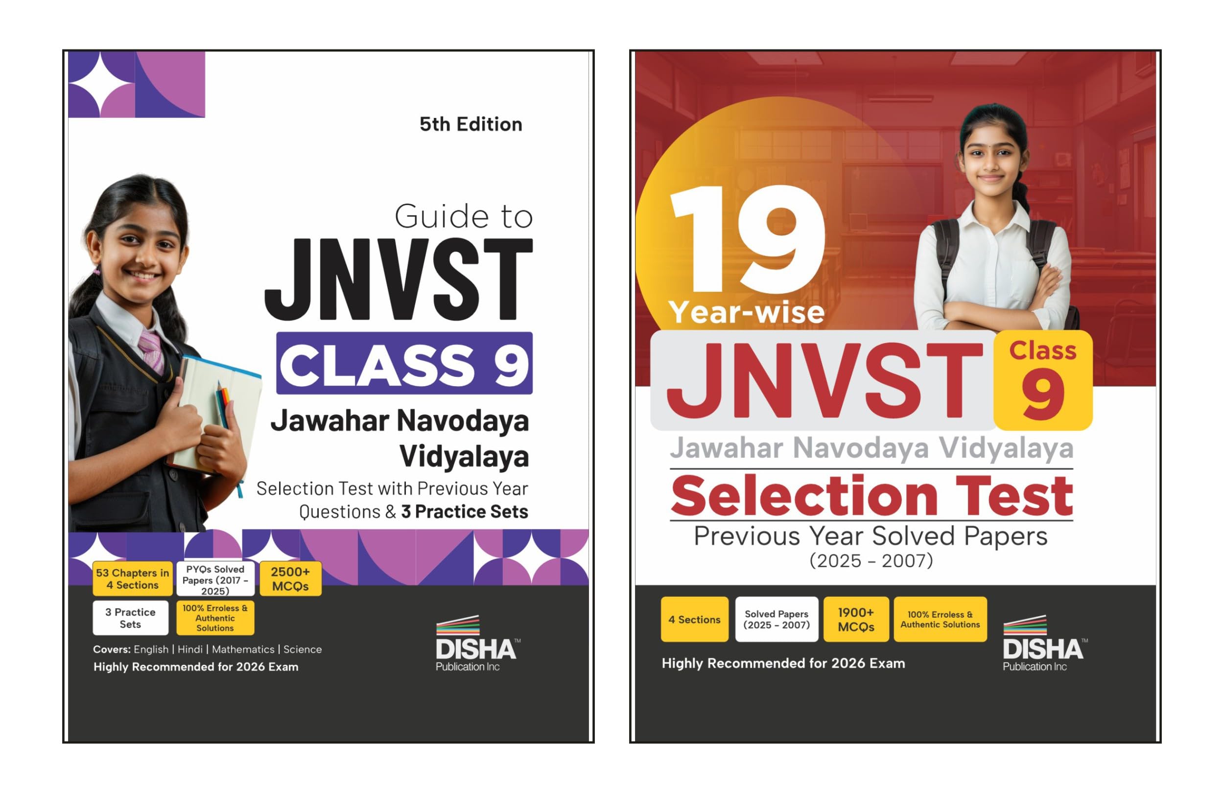 Disha Combo (Set Of 2 Books) Study Package For Jnvst Class 9 Jawahar Navodaya Vidyalaya Selection Test  Guide + Previous Year S