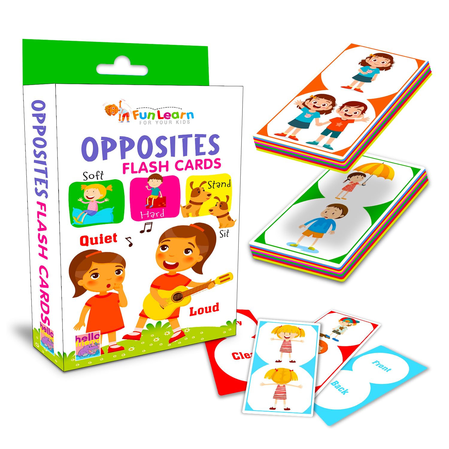 HELLO FRIEND Opposite 30Flash Cards for Kids, Children and Toddlers  Ages 1+ Years