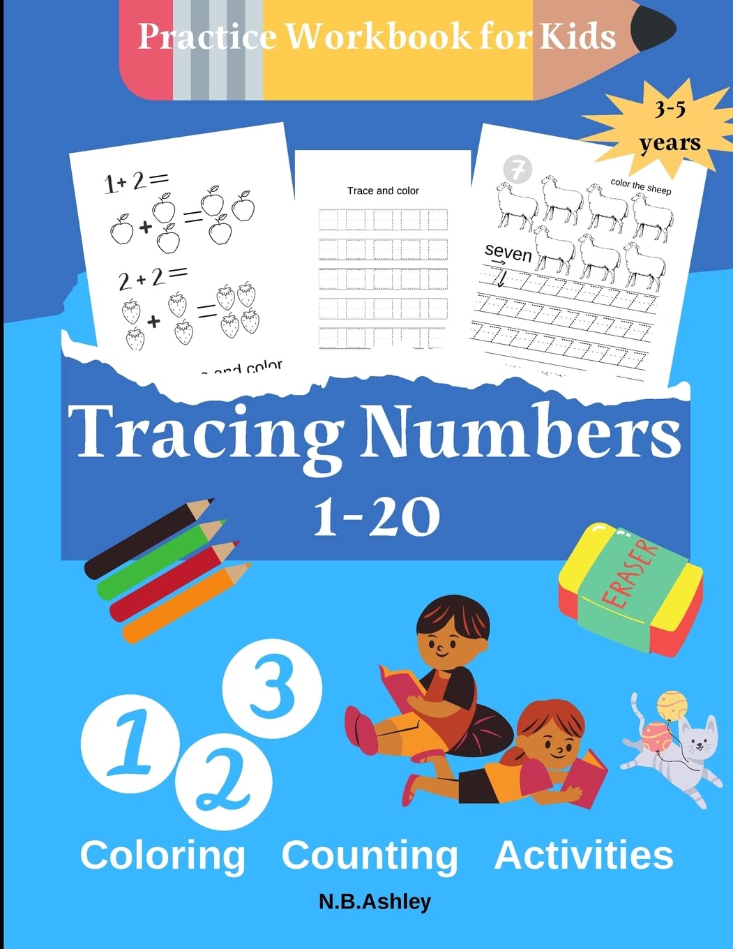 Tracing numbers 120, Practice Workbook for Kids