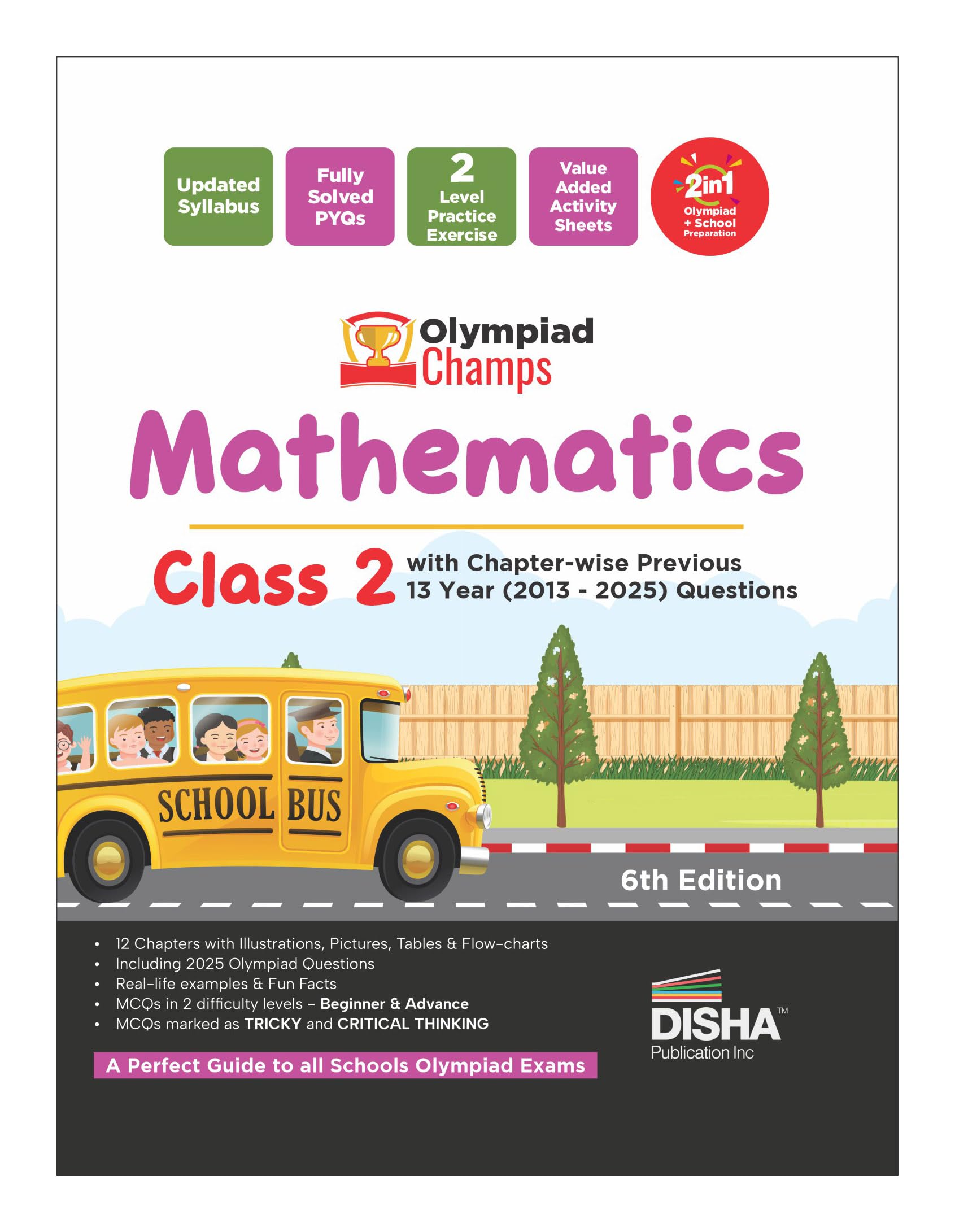 Disha Olympiad Champs Mathematics Class 2 With ChapterWise Previous 13 Year (2013  2025) Questions 6Th Edition | Complete Prep