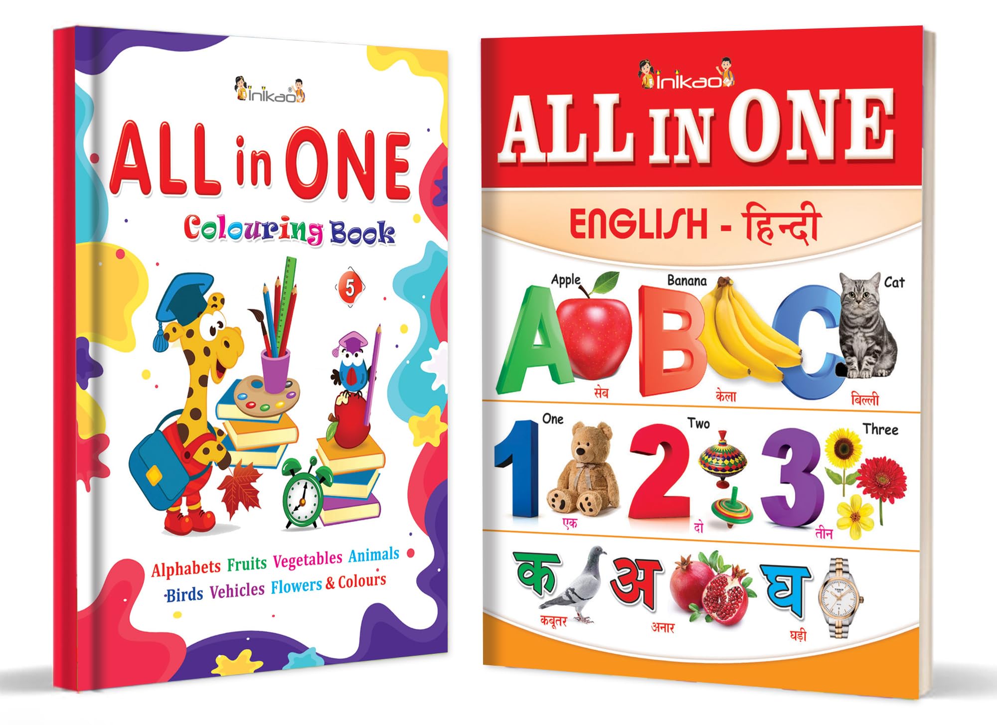 Inikao All In One Bilingual Picture Book In English & Hindi, Covering Alphabet, Animals, Nature, Culture & More | Look & Learn 4