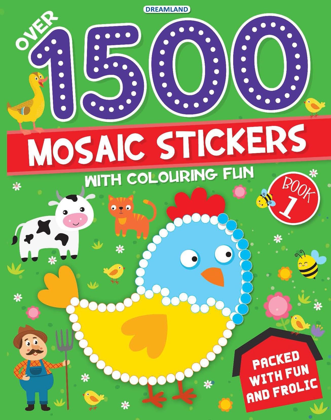 1500 Mosaic Stickers Book 1 With Colouring Fun | Creative Sticker Activity Book For Kids Age 48 Years With 16 Mosaic Patterns, 4