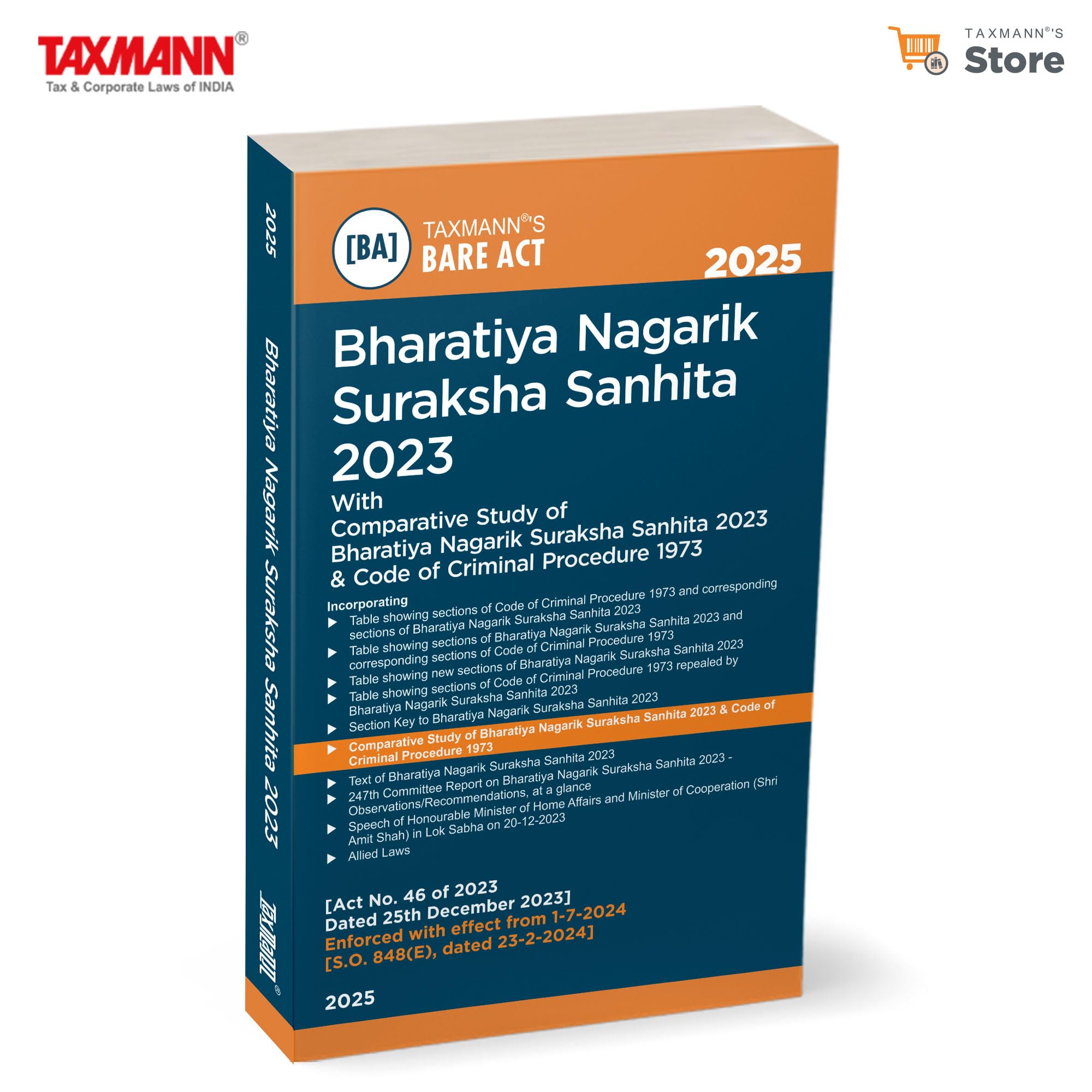 Taxmanns Bharatiya Nagarik Suraksha Sanhita (BNSS) 2023  Comprehensive Legal Resource ft. Bare Act | Comparative Study of BNS