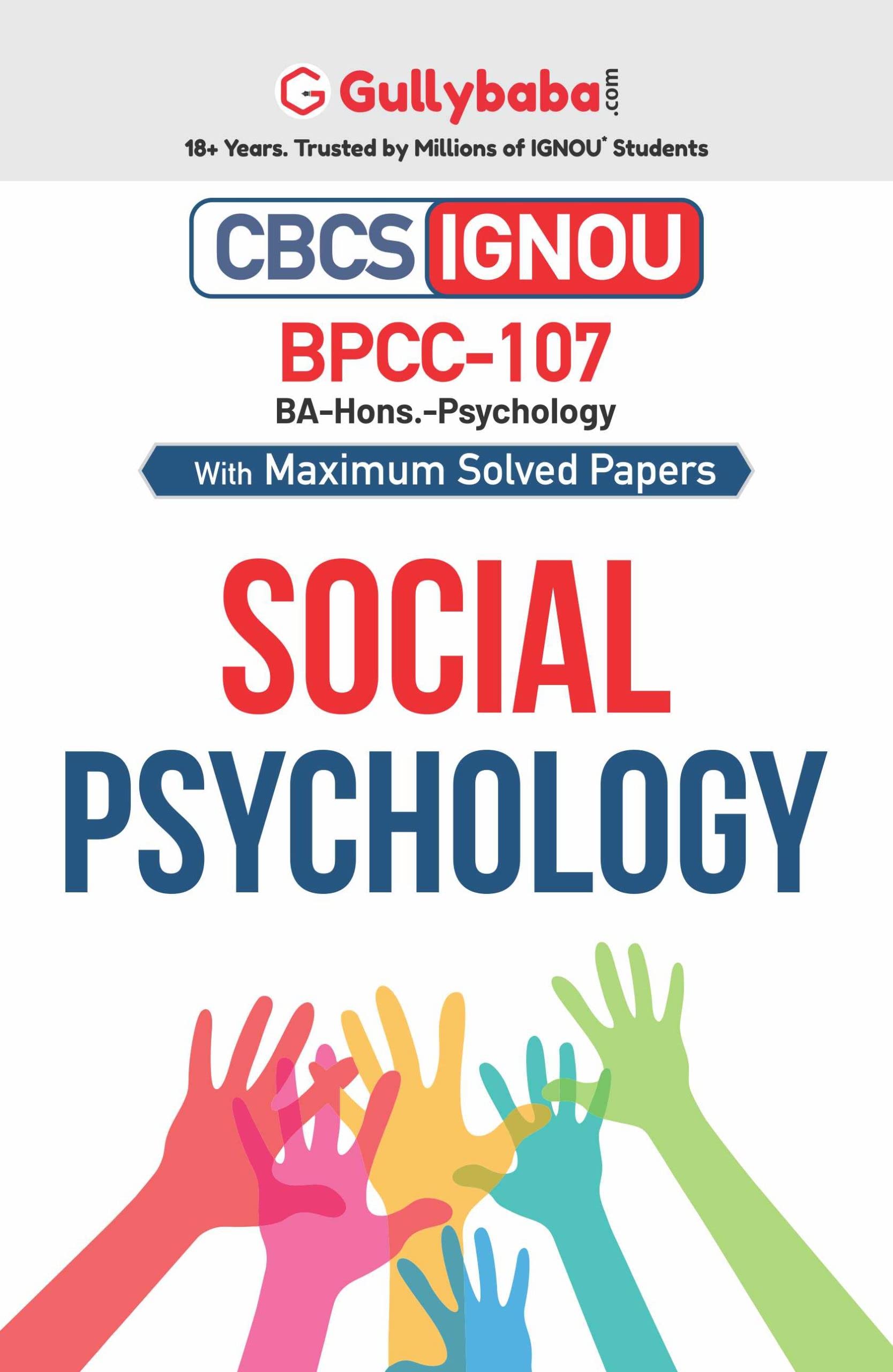 Gullybaba IGNOU BAPCH 3rd Sem BPCC107 Social Psychology in English  Latest Edition IGNOU Help Book with Solved Previous Year