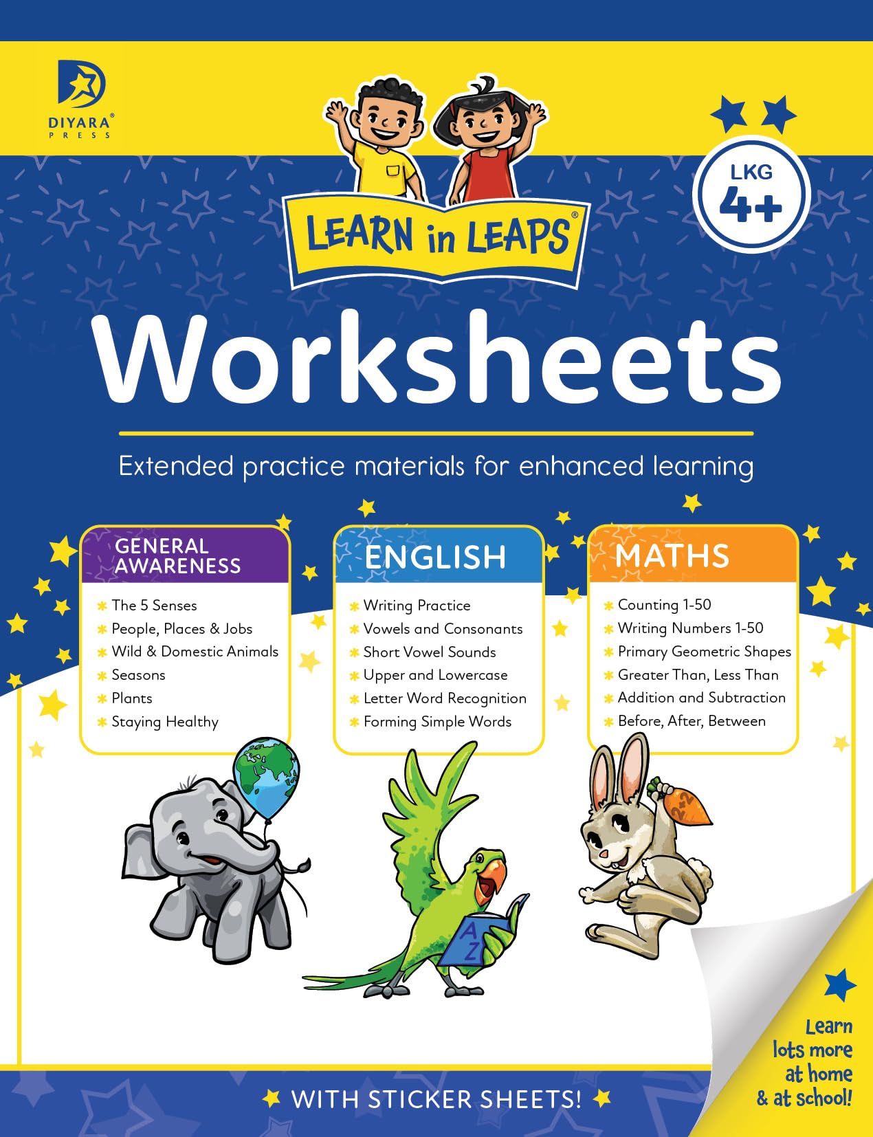 Learn In Leaps Worksheets  General Awareness, English & Maths LKG 4+