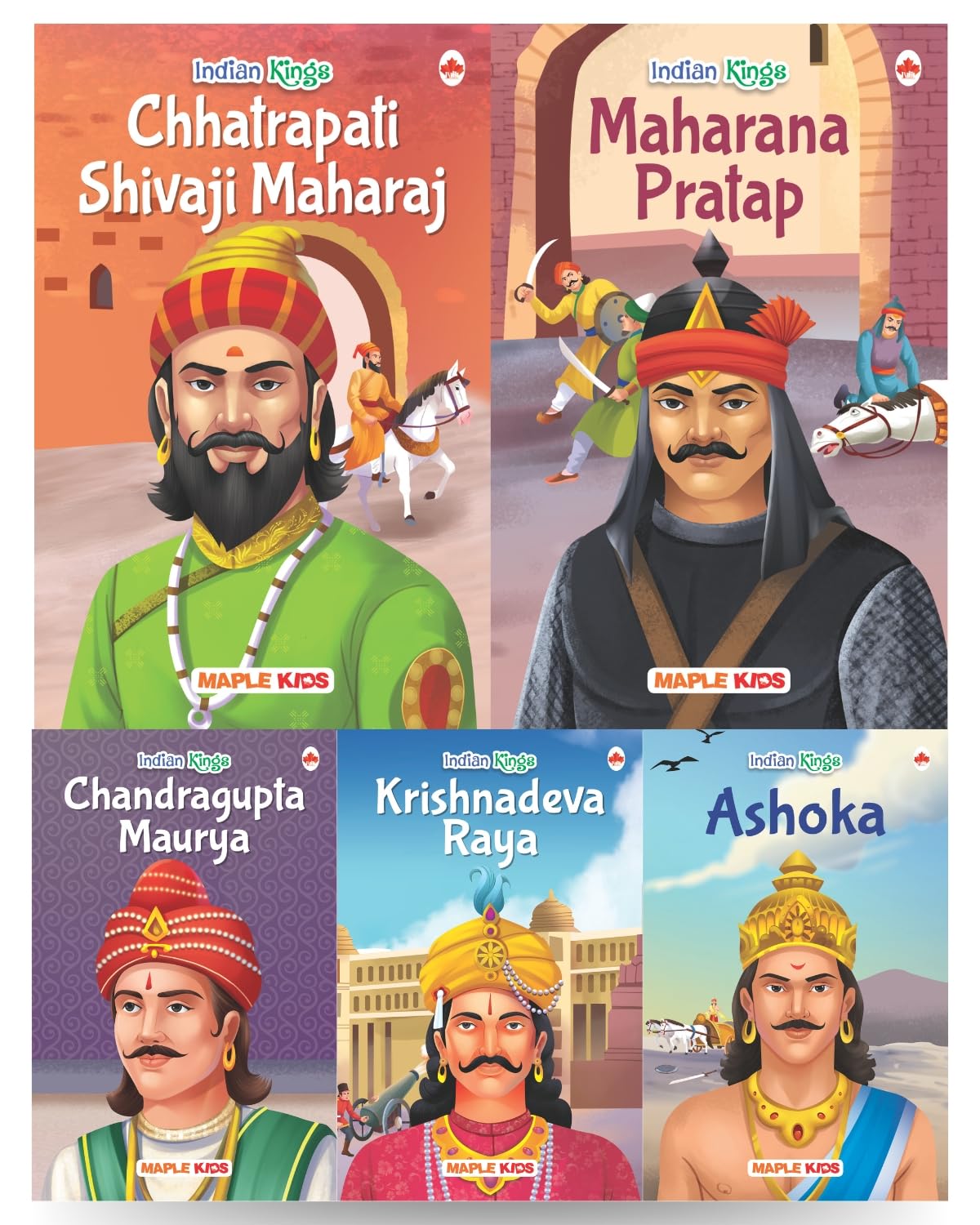 Story Books for Kids  Indian Kings (Set of 5 Books)  Chandragupta Maurya, Krishnadeva Raya, Ashoka, Rana Pratap, Shivaji  Bio