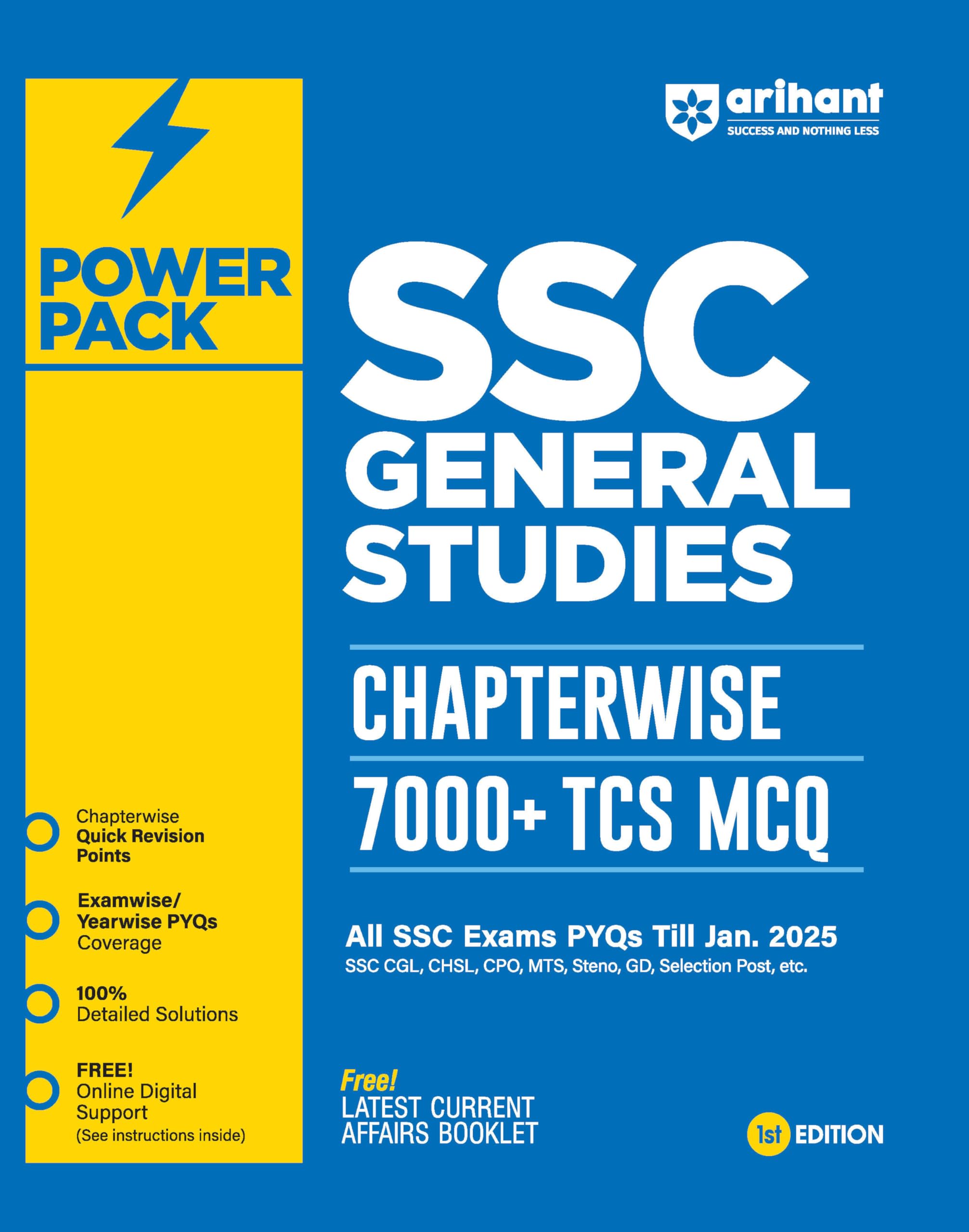 Arihant Power Pack Series for SSC General Studies | Chapterwise 7000+ TCS MCQ | All SSC Exams PYQs Till Jan.2025 | Quick Revisio