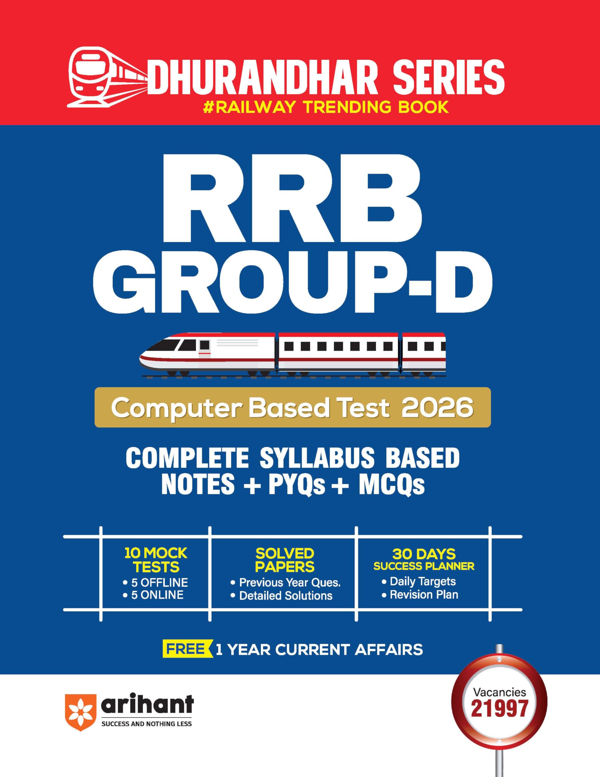 Arihant RRB Group D CBT Exam Preparation Book 2026 | Complete Syllabus Based Notes + PYQs and MCQs | 10 Mock Tests (5 Offline + 