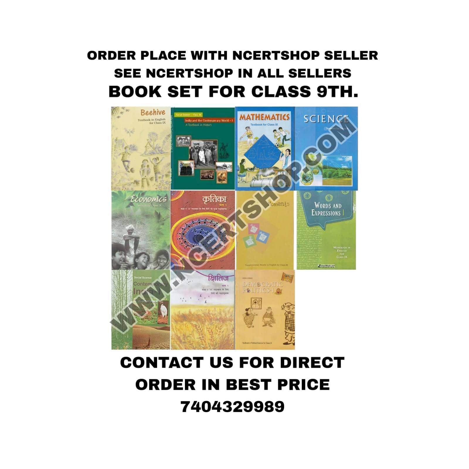 Kendriya Vidyalaya School Ncert Book Set Class  9 ( Kshitiz ,Kritika , Beehive , Moments , Word And Expressions , Science , Mat