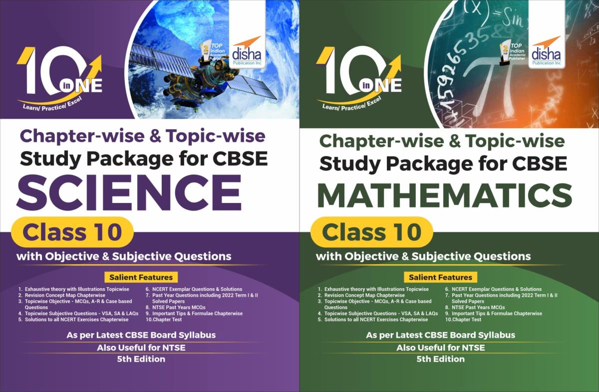 Combo 10 In One ChapterWise & TopicWise Study Package For Cbse Science & Mathematics Class 10 With Objective & Subjective Ques