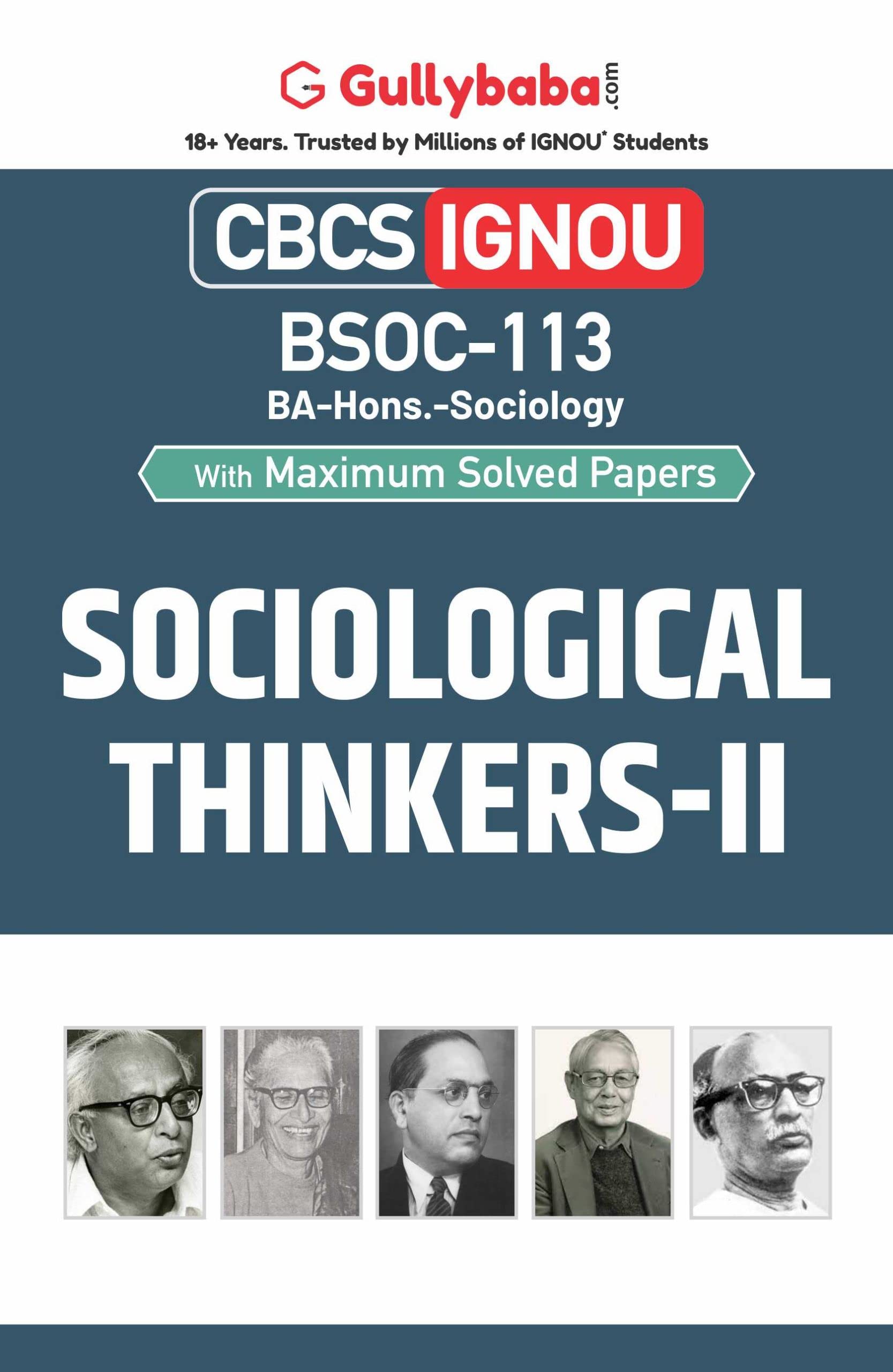 Gullybaba IGNOU BA (Honours) 6th Sem BSOC113 Sociological Thinkers II in English  Latest Edition IGNOU Help Book with Solved 