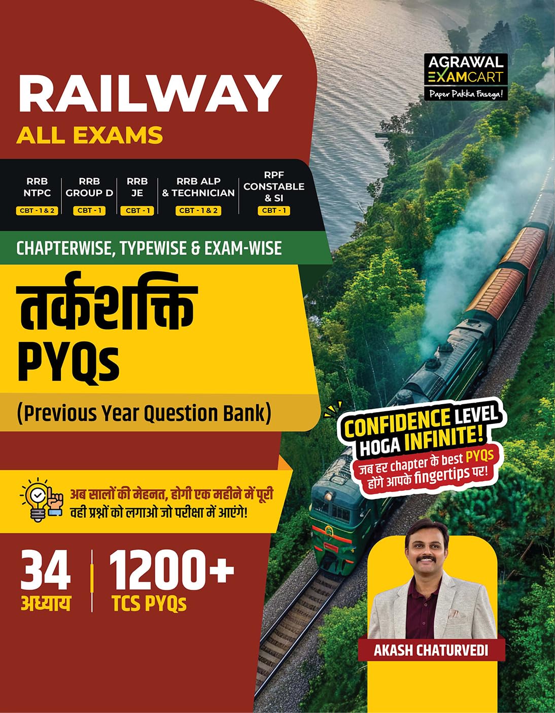 Examcart Railway Reasoning PYQs Book 2026 By Akash Chaturvedi | Type & Examwise 34 Chapters & 1200+ Previous Year Question for 