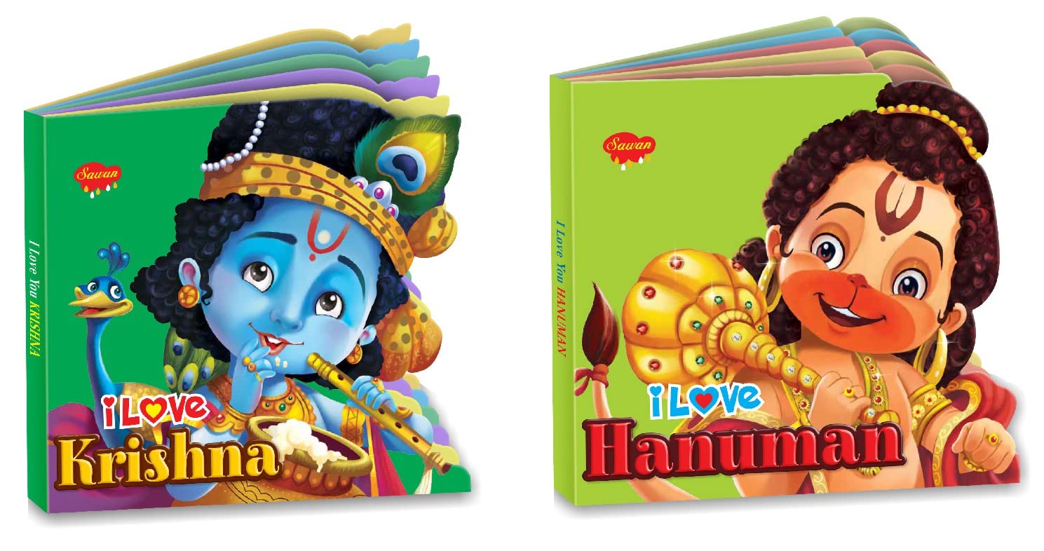Sawan Present Set Of 2 I Love U Story Books Of I Love Krishna & I Love Hanuman | Board Book