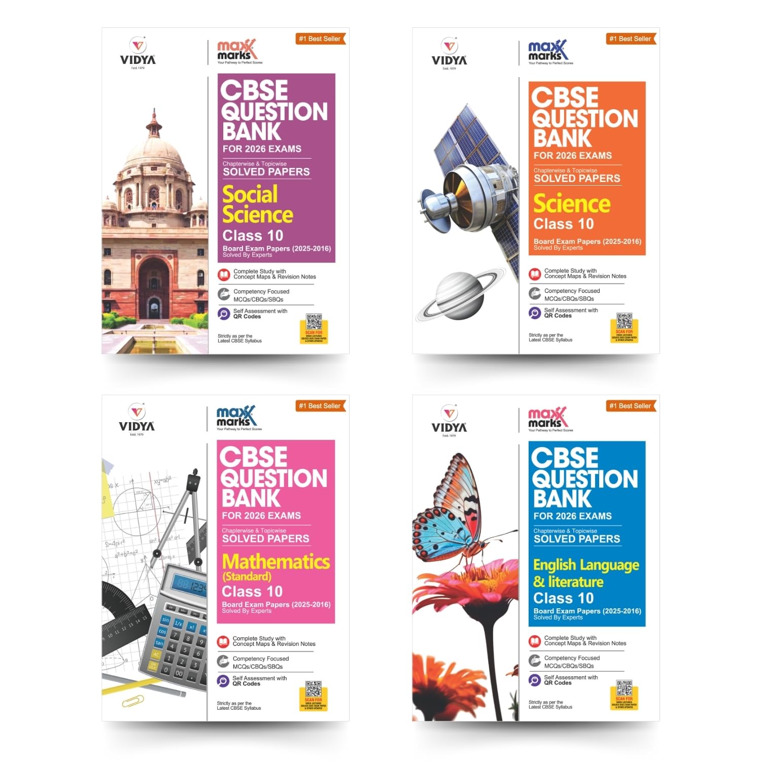 Cbse Question Bank Class 10 Mathematics (Standard), Science, Social Science, English Combo Set Of 4 Books Chapterwise & Topicwis