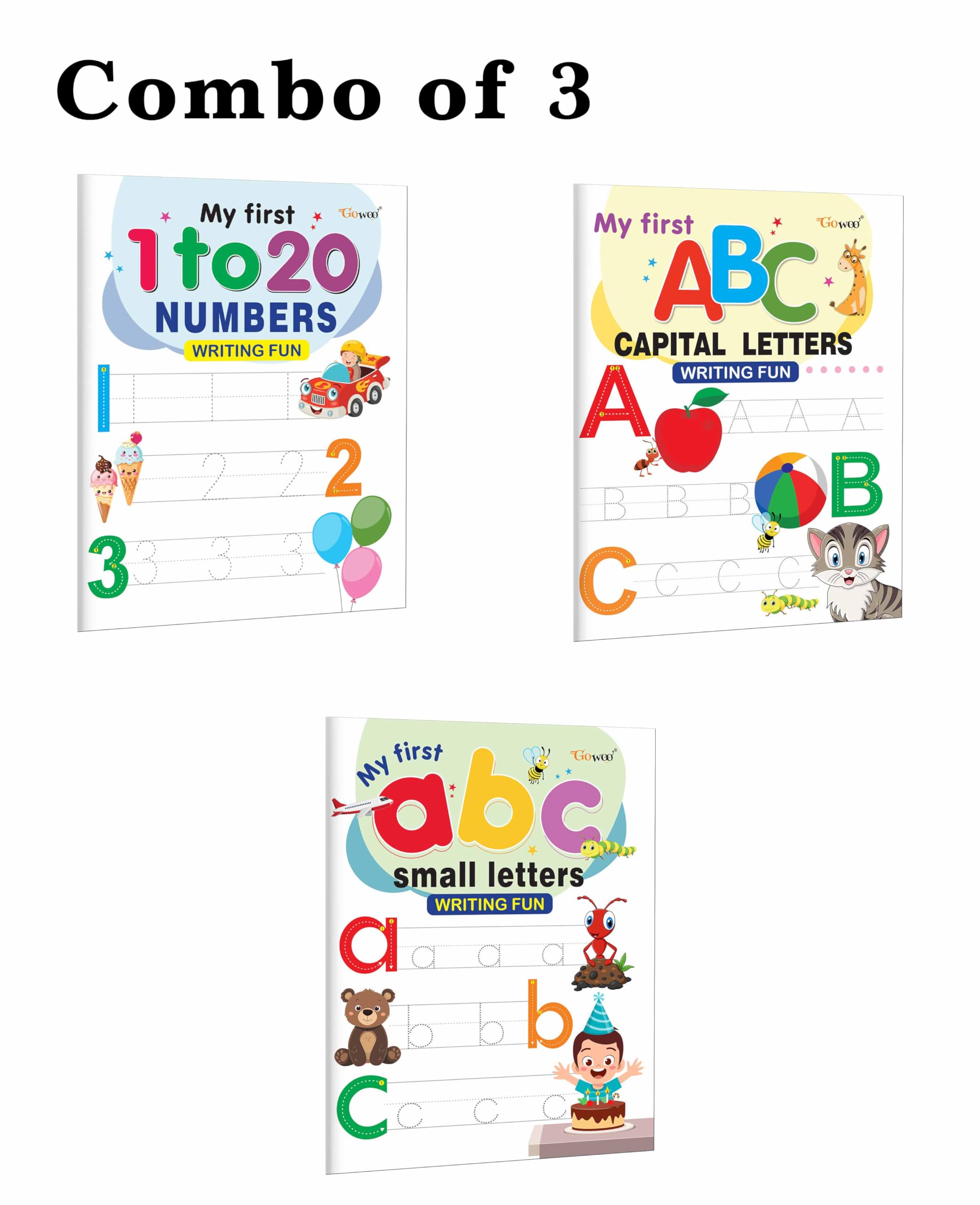 My First Capital Letters ABC, Small Letters abc and Numbers 120 Writing Fun : Learning to Write Book for Kids, handwriting book
