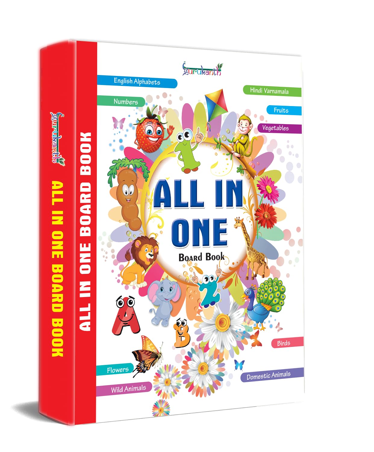 All In One Early Learning Board Book For Kids To Learn Alphabet, Numbers, Shapes And Colours, Transport, Birds And Animals, Prof