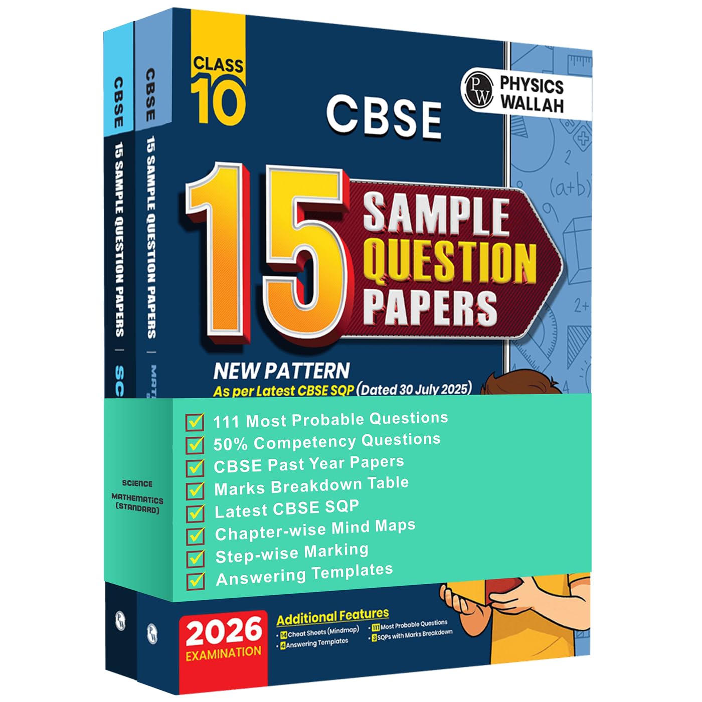 Pw Cbse Sample Paper Class 10 202526 Combo Set (Science, Maths Std)| 15 NewPattern Papers Per Subject + 111 Most Probable Ques