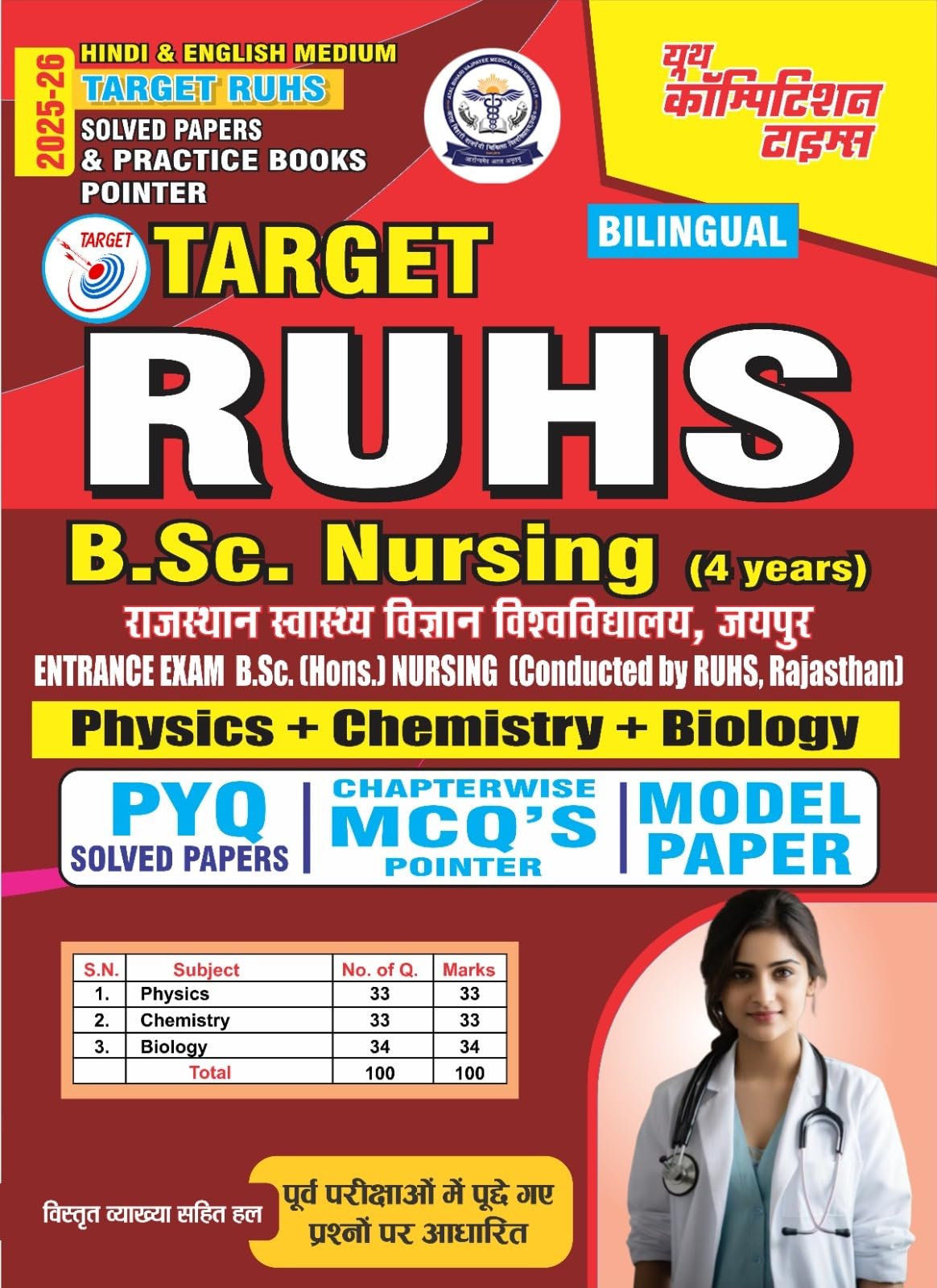 Target RUHS B.Sc. Nursing Physics, Chemistry, Biology 202526 Hindi Medium