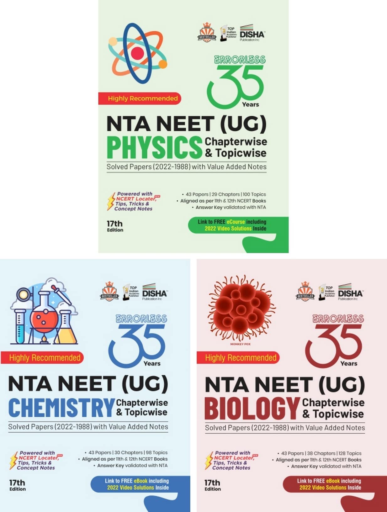 35 Previous Year NTA NEET (UG) Physics, Chemistry & Biology Chapterwise & Topicwise Solved Papers with Value Added Notes (2022 