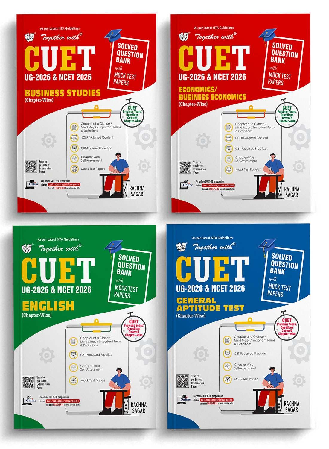 Together with CUET UG & NCET entrance exam books for 2026 exam | Combo Set of 4 Books Business Studies, Economics / Business Eco