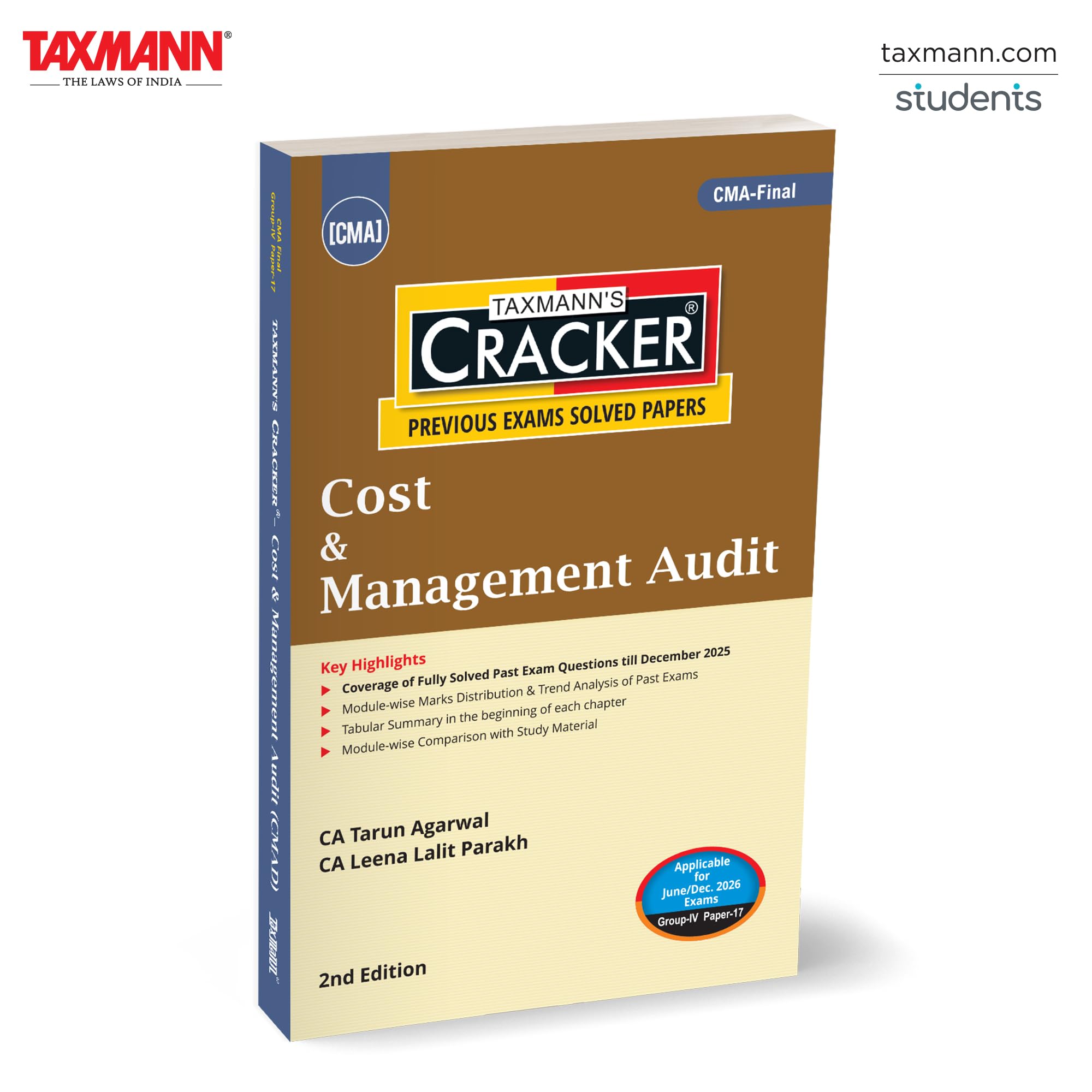 Taxmanns CRACKER for Cost & Management Audit (Paper 17 | CMAD)  Examoriented | Marksdriven Revision ManualOffering Solved 