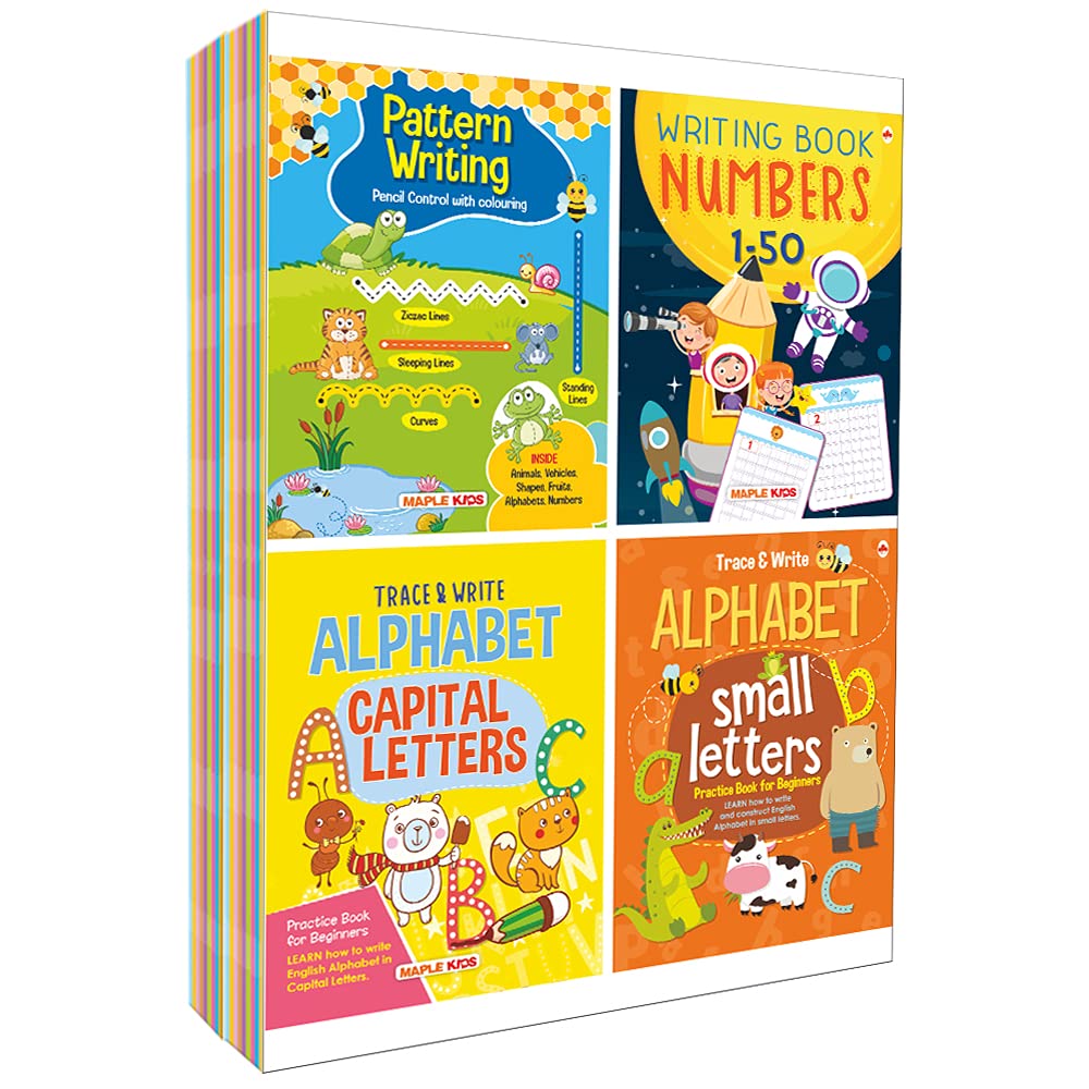 Boxset of Pencil Control and Patterns (Set of 4 Activity Books for Kids)  Practice Patterns, Numbers and Alphabet