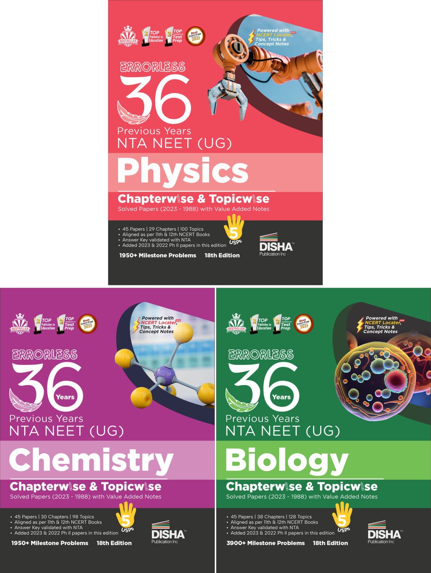 Errorless 36 Previous Years Nta Neet (Ug) Physics, Chemistry & Biology ChapterWise & TopicWise Solved Papers With Value Added 