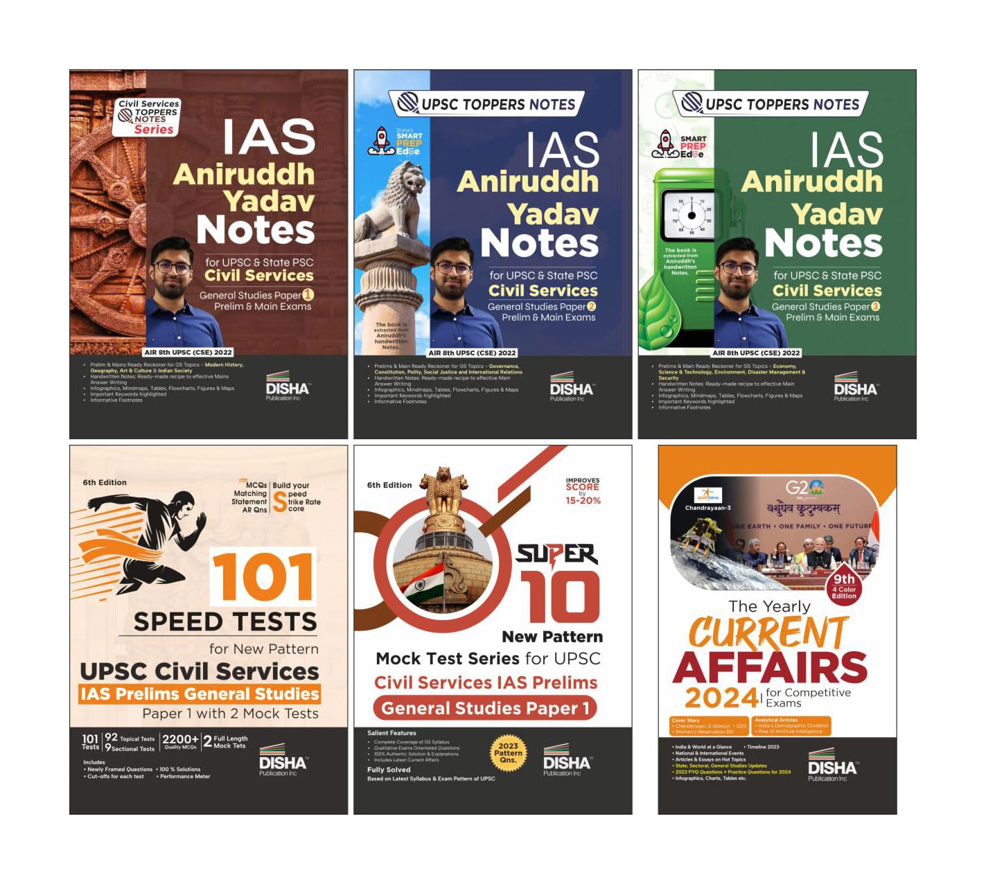 Combo (set of 6 Books) Crack UPSC Civil Services Prelims General Studies Paper 1 with IAS Aniruddh Yadav Quick Revision Notes, S