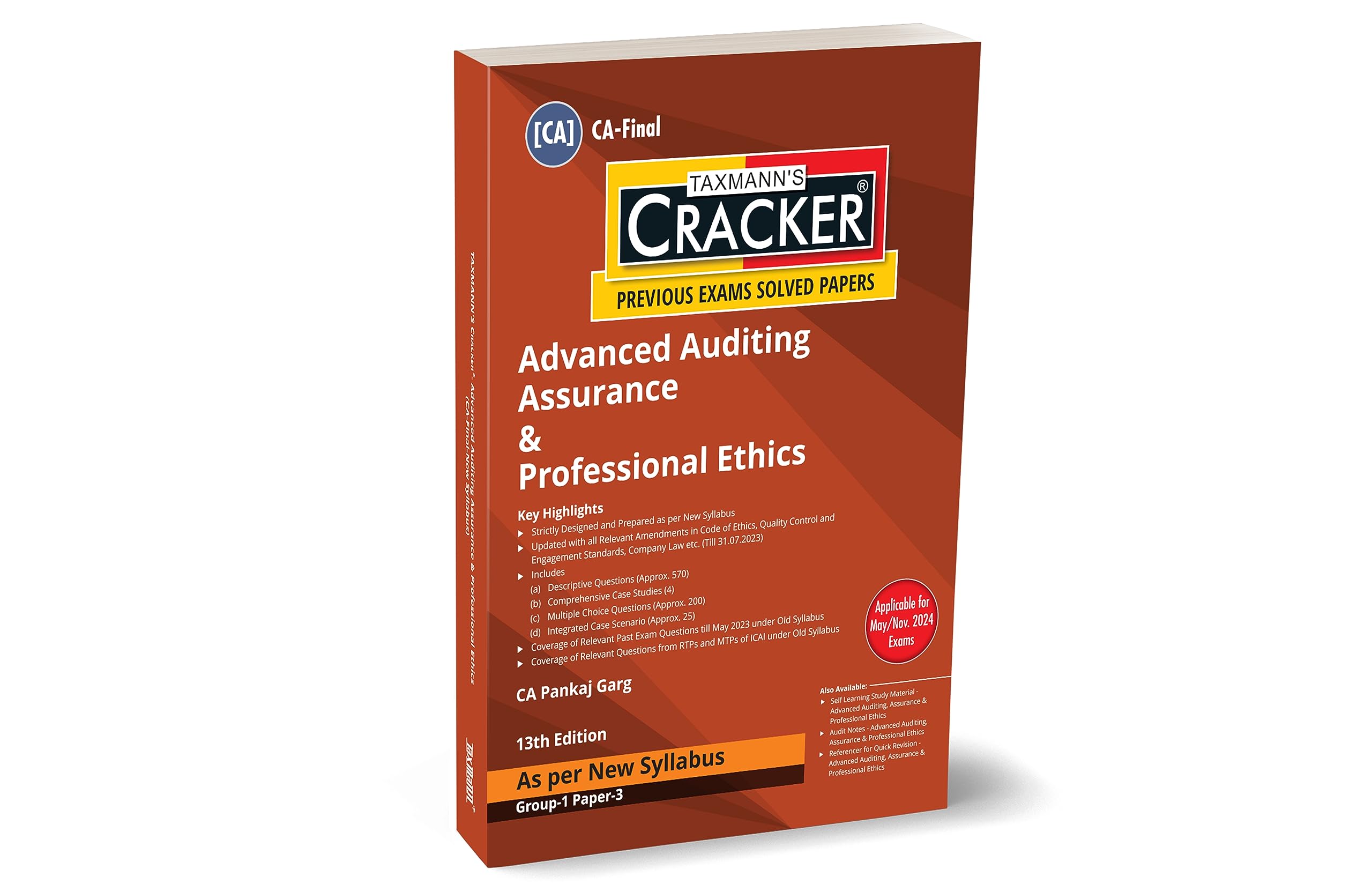 Taxmanns CRACKER for Advanced Auditing Assurance & Professional Ethics (Paper 3 | Audit)  Covering past exam questions & deta