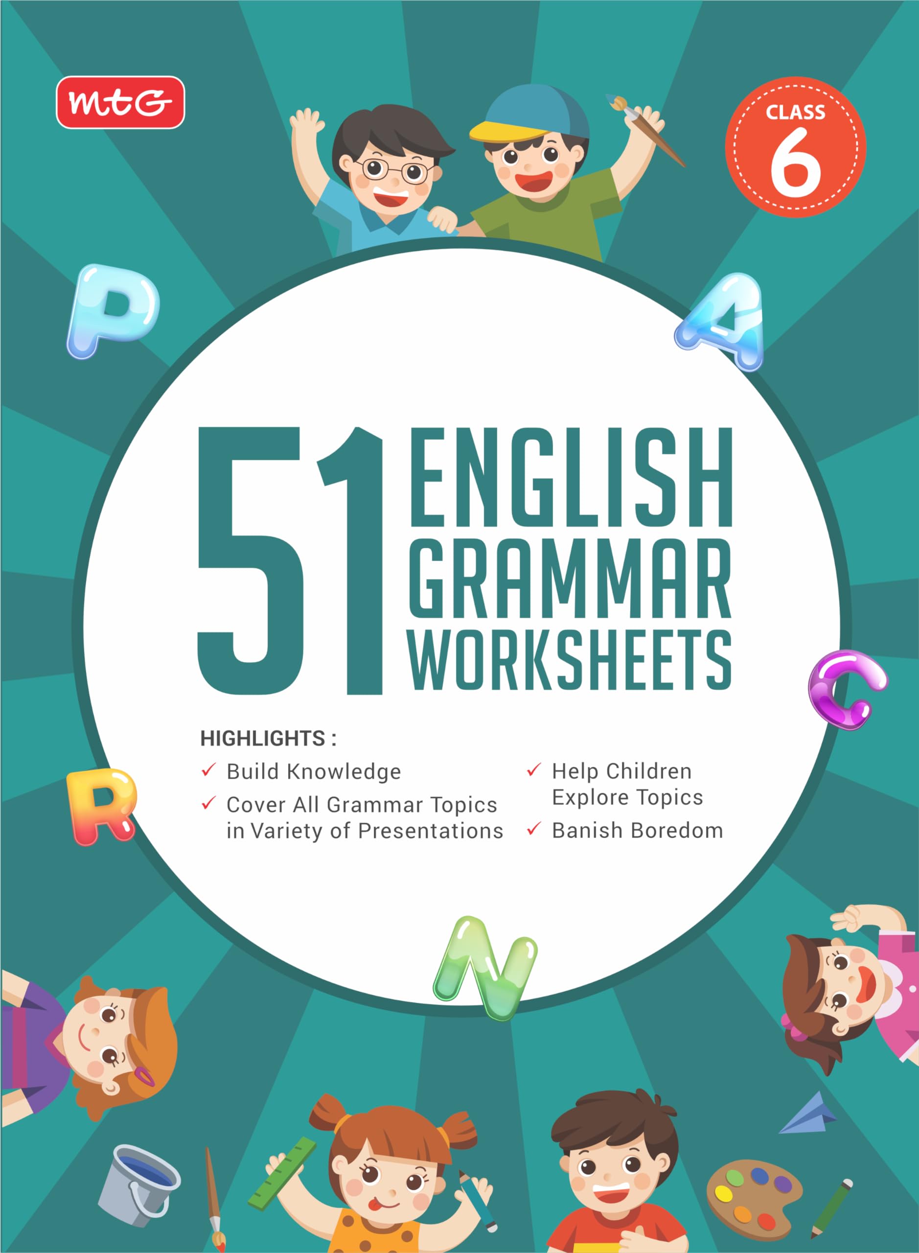Mtg 51 English Grammar Worksheets Class 6  Grammar Work Books To Practice English Concepts In Interactive Way (Based On Cbse/Nce