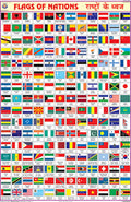 Cc14 | Teachingnest | Flags Of Nations Chart (50X75Cm) | Charts For Children | With Rollers | English  Hindi Combined [Wall Cha