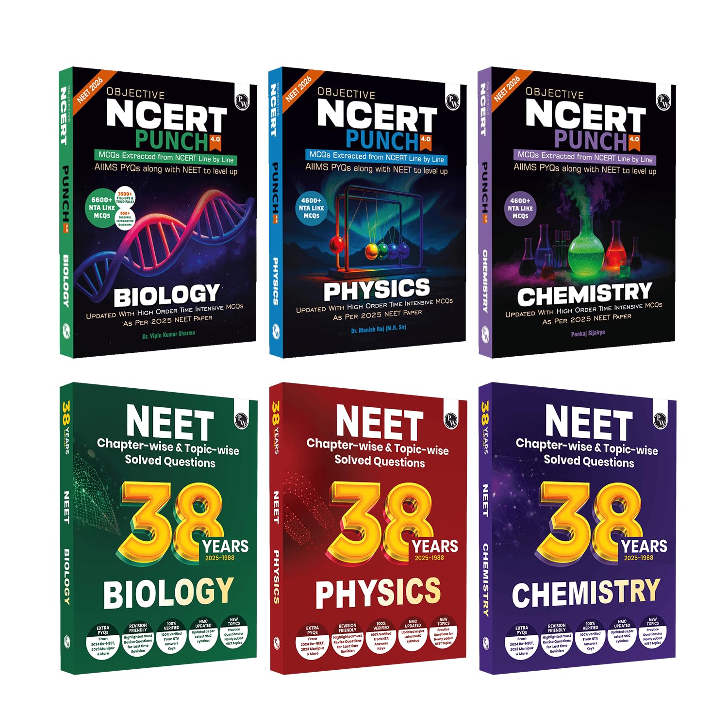 PW NEET Objective NCERT Punch 4.0 & 38 NEET Previous Year Solved Papers (2025  1988) PYQ | Physics, Chemistry, Biology Combo Se