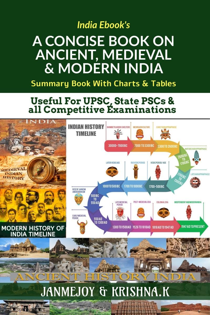 A CONCISE BOOK ON ANCIENT, MEDIEVAL & MODERN INDIA : Summary Book with Charts & Tables. Useful for UPSC, State PSC & any Competi