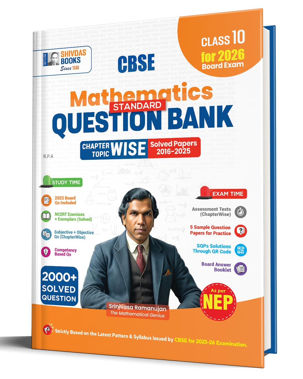Shivdas CBSE Class 10 Mathematics Standard Chapterwise and Topicwise Question Bank with Previous Years Questions and MostProbab