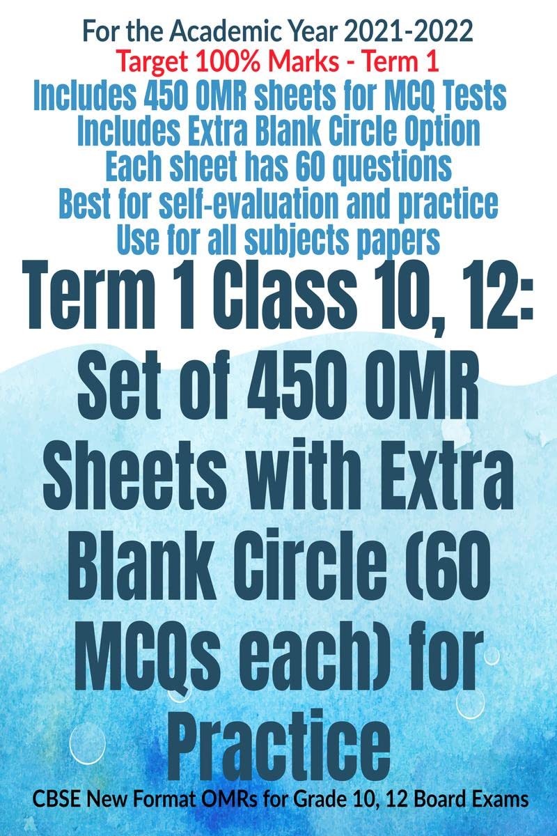 Term 1 Class 10, 12: Set of 450 OMR Sheets with Extra Blank Circle (60 MCQs each) for Practice