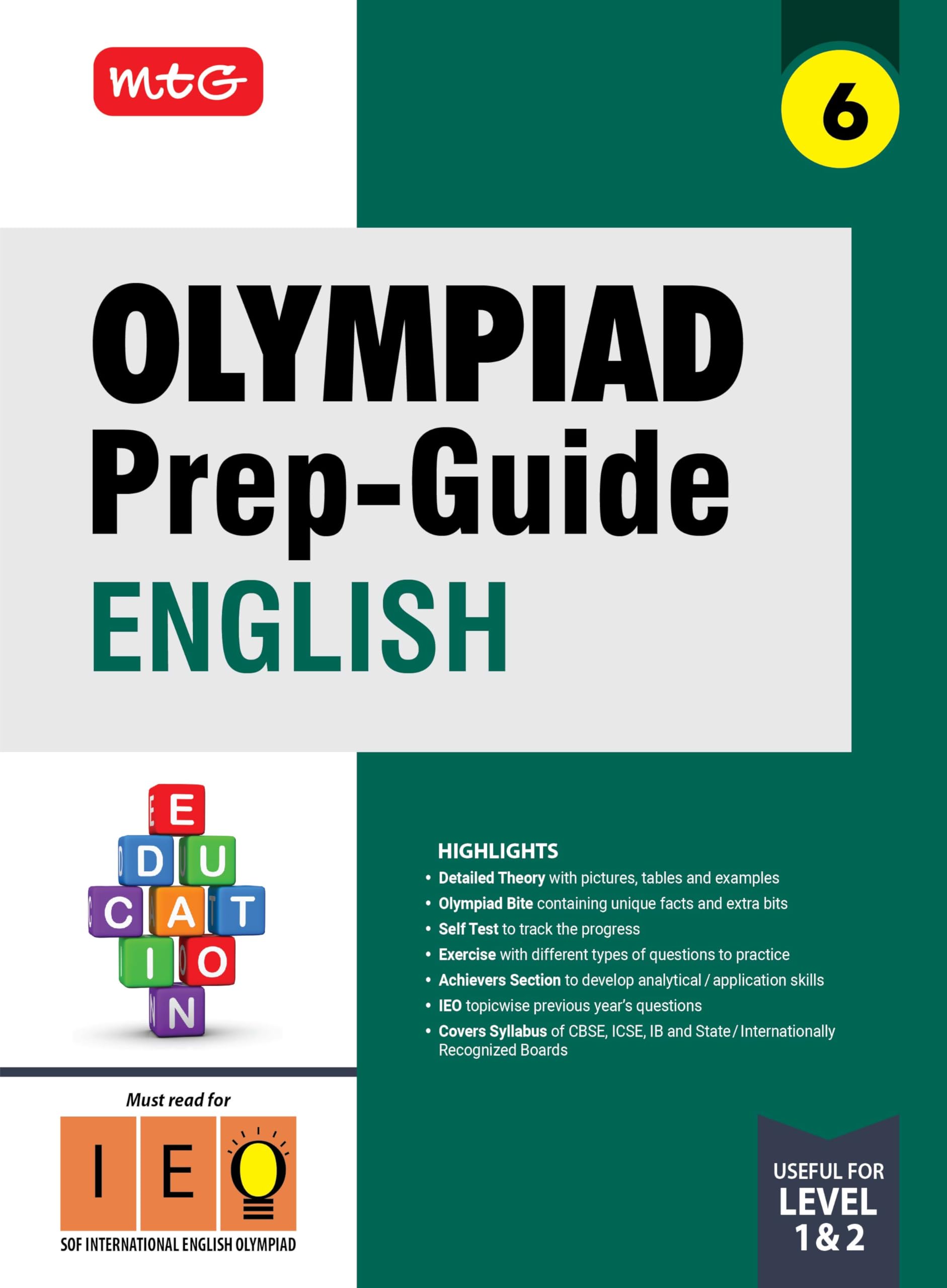MTG Olympiad PrepGuide Class 6 English (IEO)  Detailed Theory, IEO Topicwise Previous Years Questions with Self Test For SOF 2