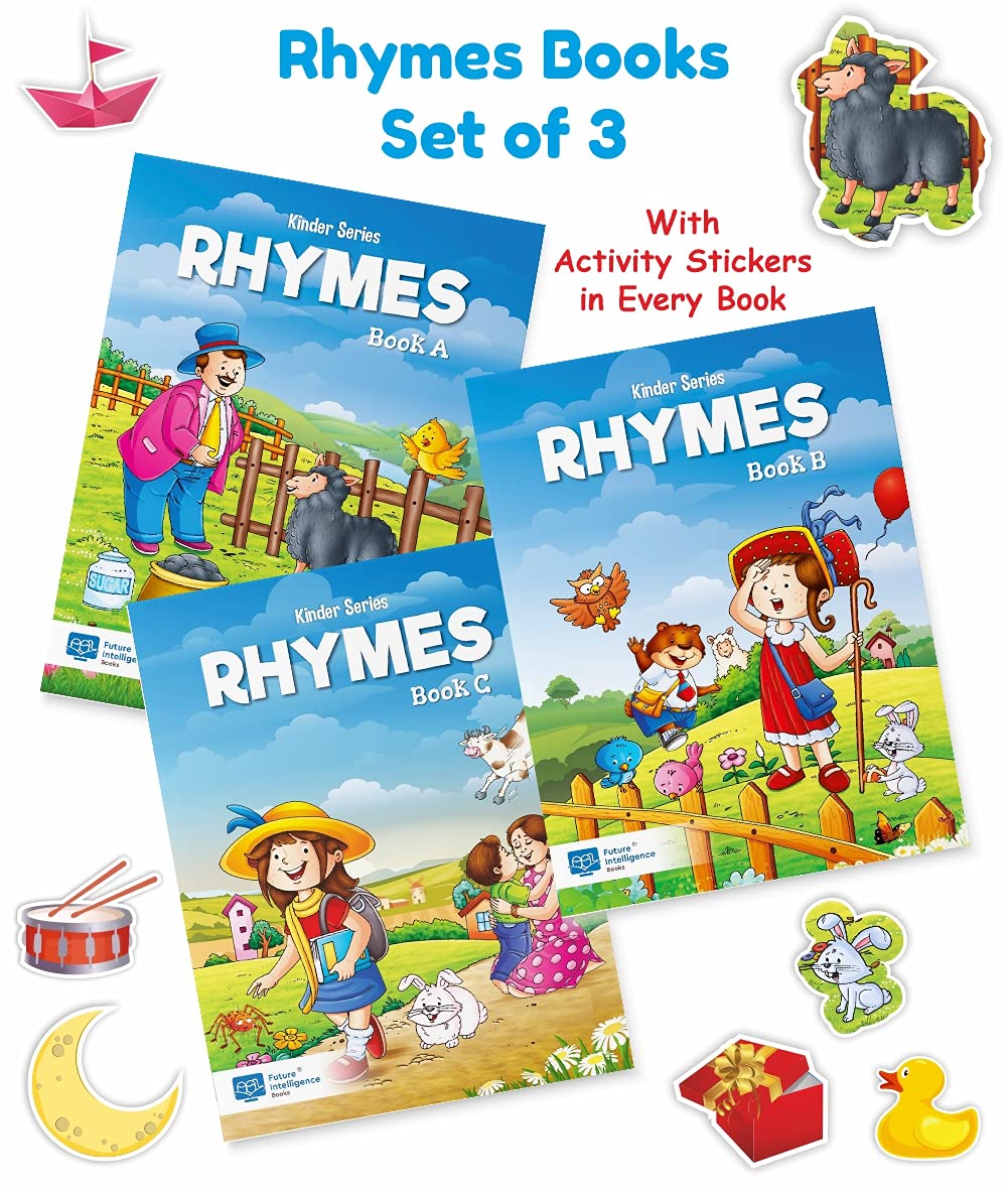 Kinder Series 72 Nursery Rhymes Set Of 3 Books With Activity Stickers Each Book